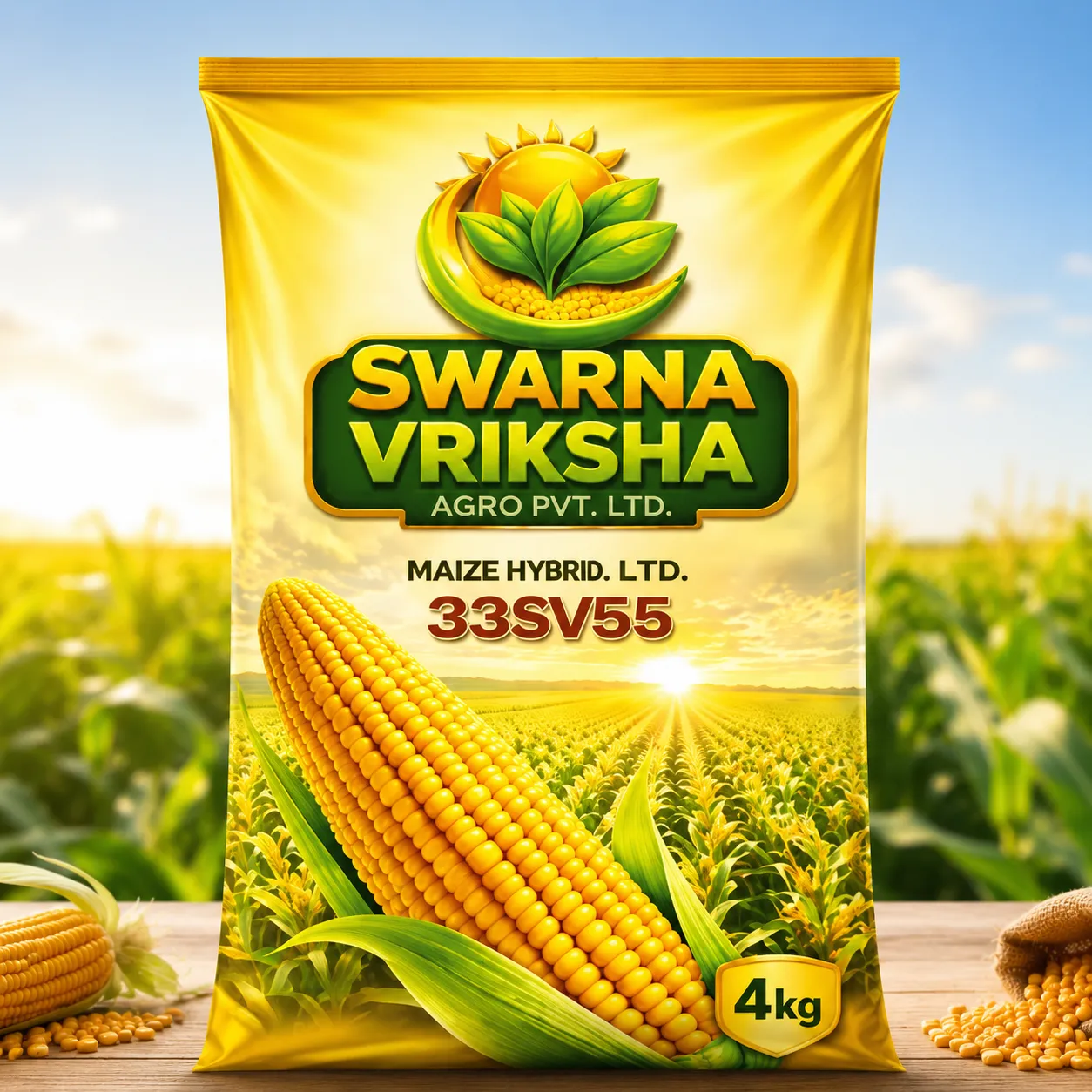 Maturity: Medium (90 - 1 20 days) Type: Single Cross Hybrid (Yellow Grain) Key Features: High—yielding, excellent husk cover, good storability, and drought tolerance Usage: Ideal for poultry feed, silage, and direct consumption (grain) Optimal Planting: Suitable for Kharif season with high planting density (up to 55,000 plants/ha) Grain Quality: Strong, consistent grains with good pound abilit